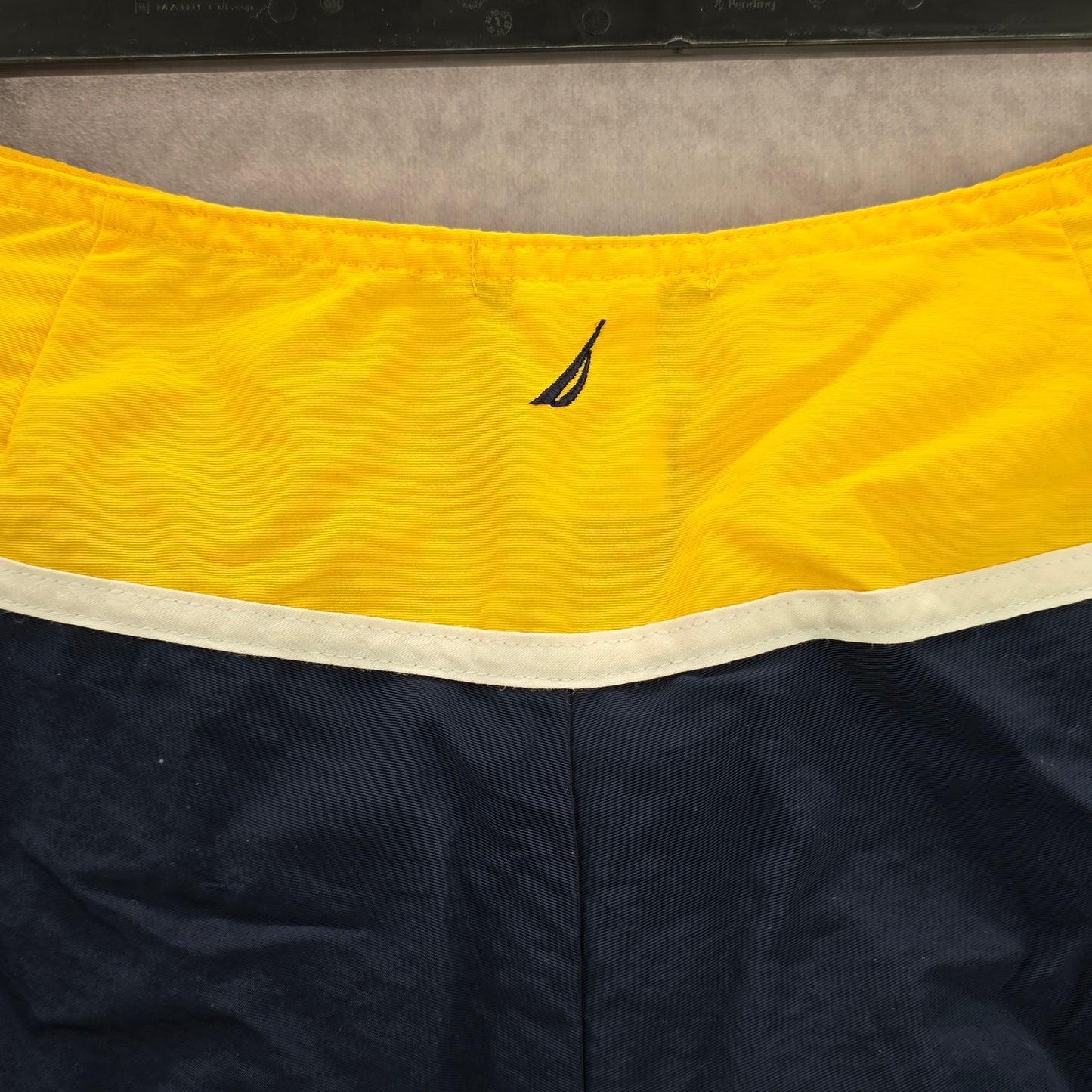 Nautica Blue Yellow Zipper Swimwear Board Shorts Bottoms Pants Small