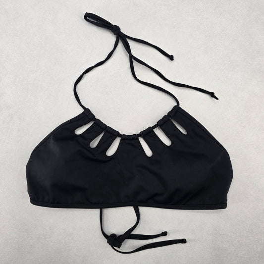 LA Hearts Black Cutout Tie Padded Swim Sports Bra Beach Bikini Top M Medium