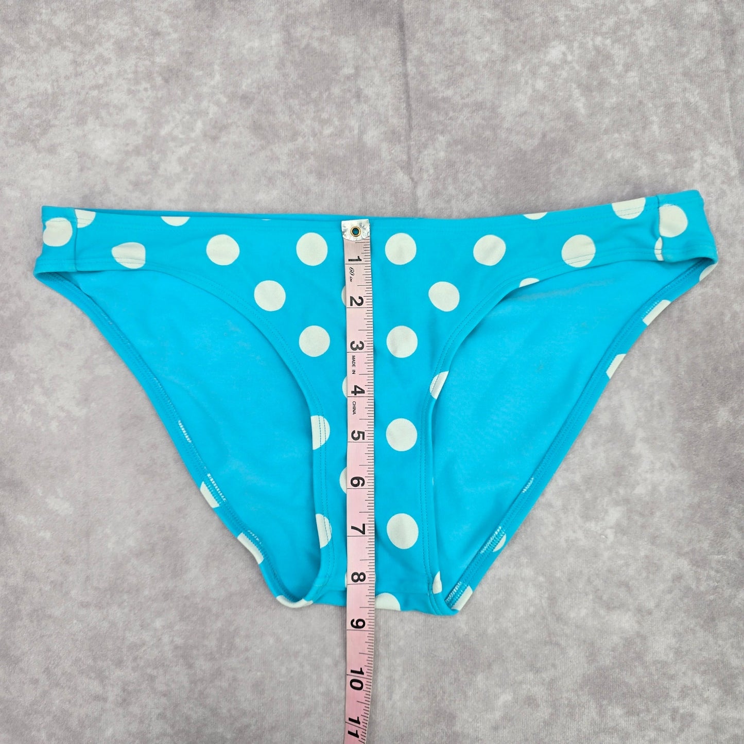 Arizona Jeans Company Blue Polka Dot Cheeky Medium Bikini Bottom Swimwear