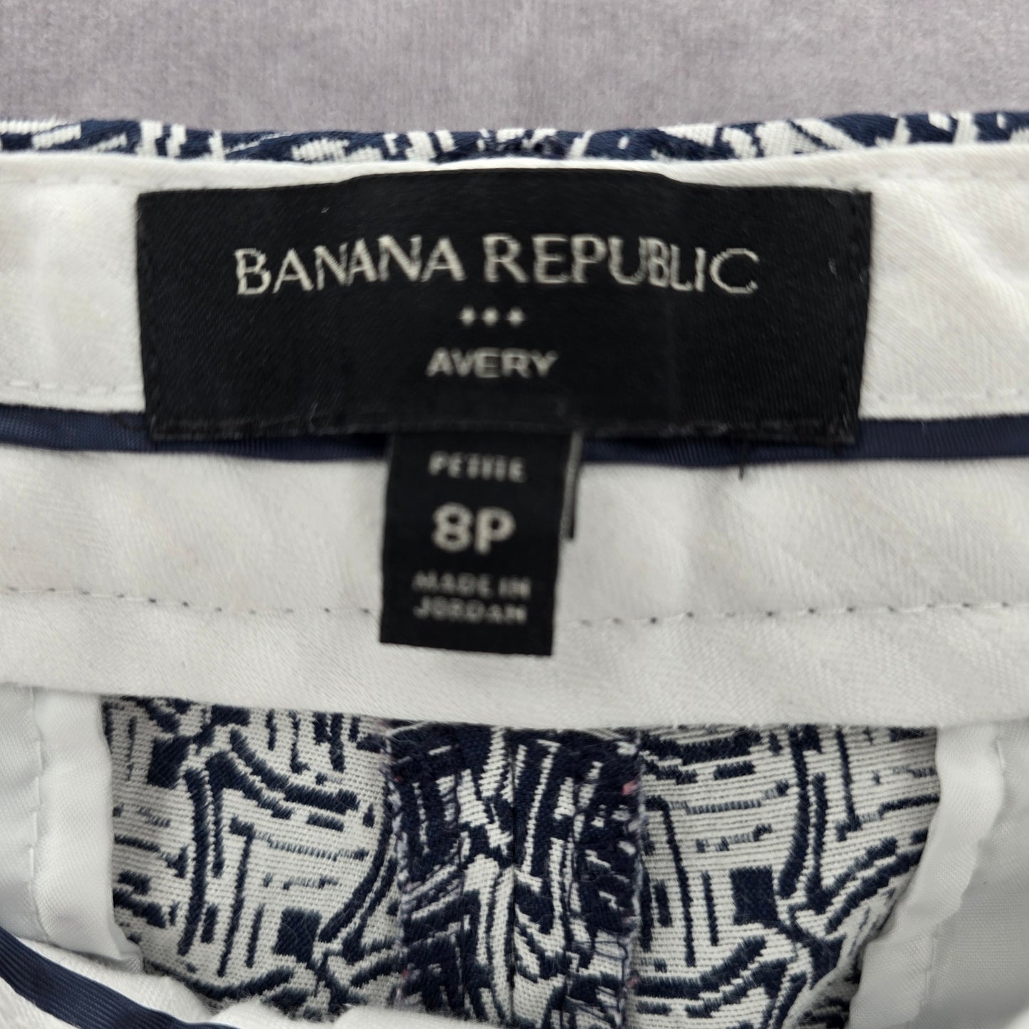 Banana Republic Navy Blue Avery Link Pattern Dress Executive Office Pants 8P