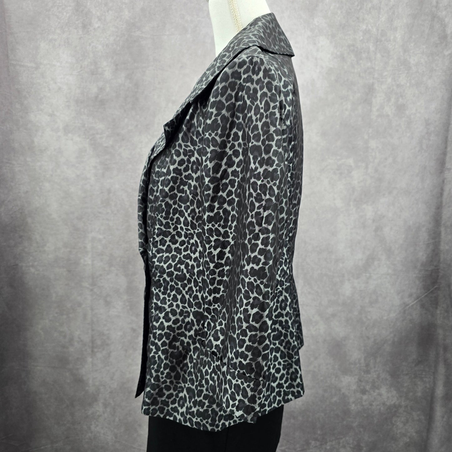 Alex Marie Black Gray Executive Jacket Coat Formal Animal Print Medium