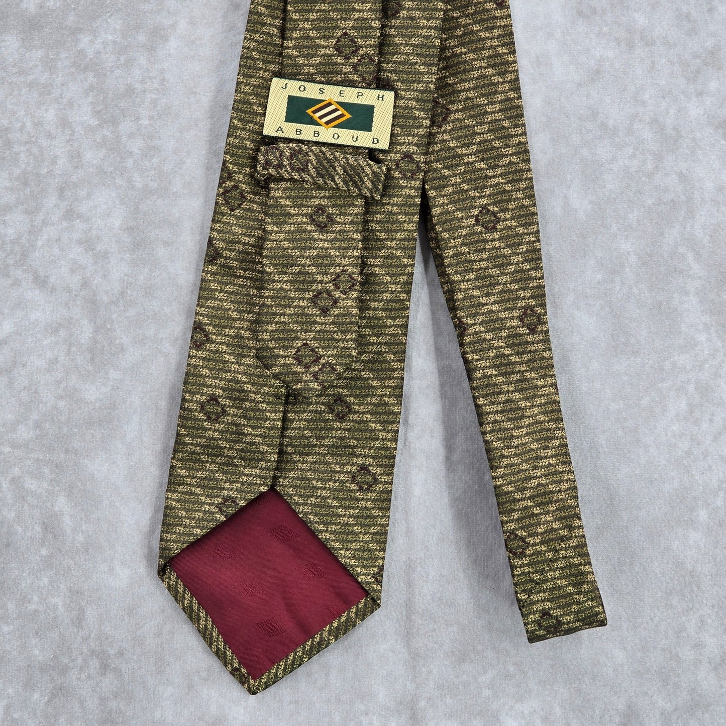 Joseph Abboud Brown Gold Plaid Geometric Executive Stripe Italy Men's Neck Tie