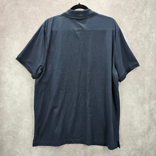 Perry Ellis Blue Stripe Polo Pima Cotton Preppy Travel Luxe Mens Shirt Top XL