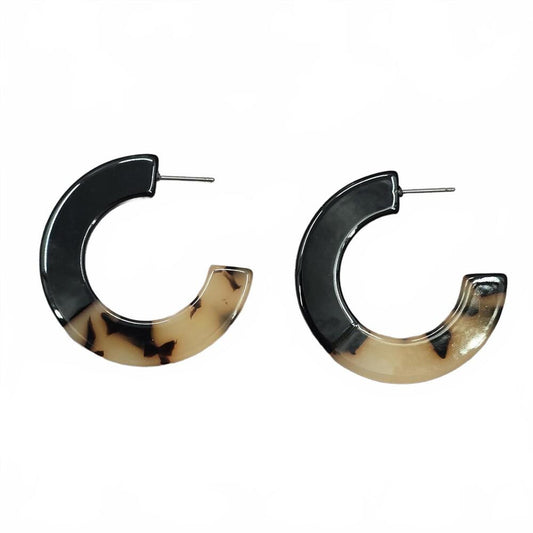 Brown Cream Half Hoop Circle Fashion Jewelry Earrings JB1-02
