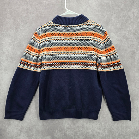 Gymboree Blue Orange Chevron Long Sleeve Cotton Boys Youth Sweater L 10/12