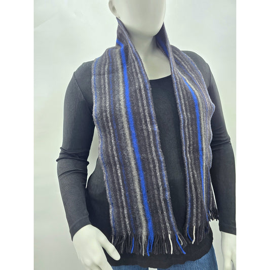 Stripe Gray Y2K Scarves Resort Whimsy Goth Cottage Wool Fringe Cozy Scarf OS