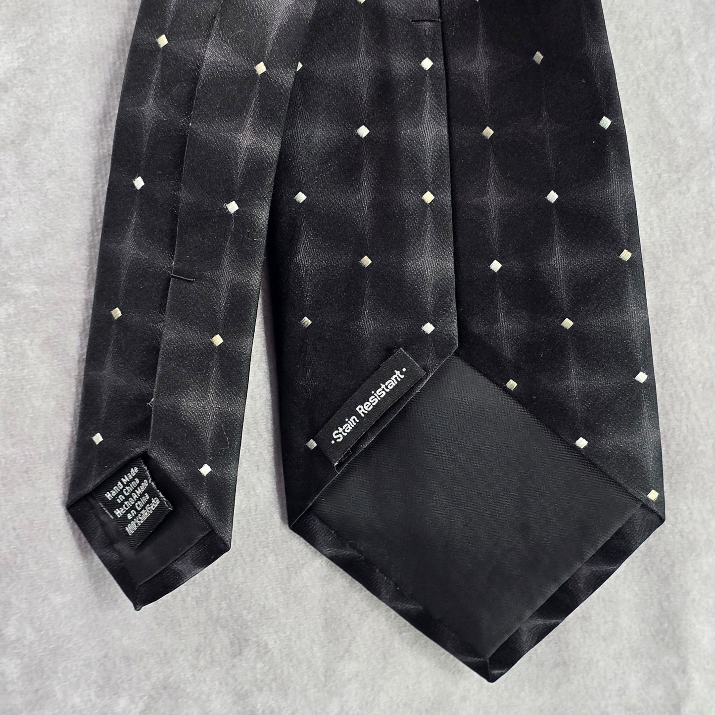 Van Heusen Black Geometric Star Stain Resistant Executive 100% Silk Men Neck Tie