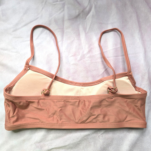 Mae Pink Mauve Floral Embroidered Padded Adjustable Bikini Top XS