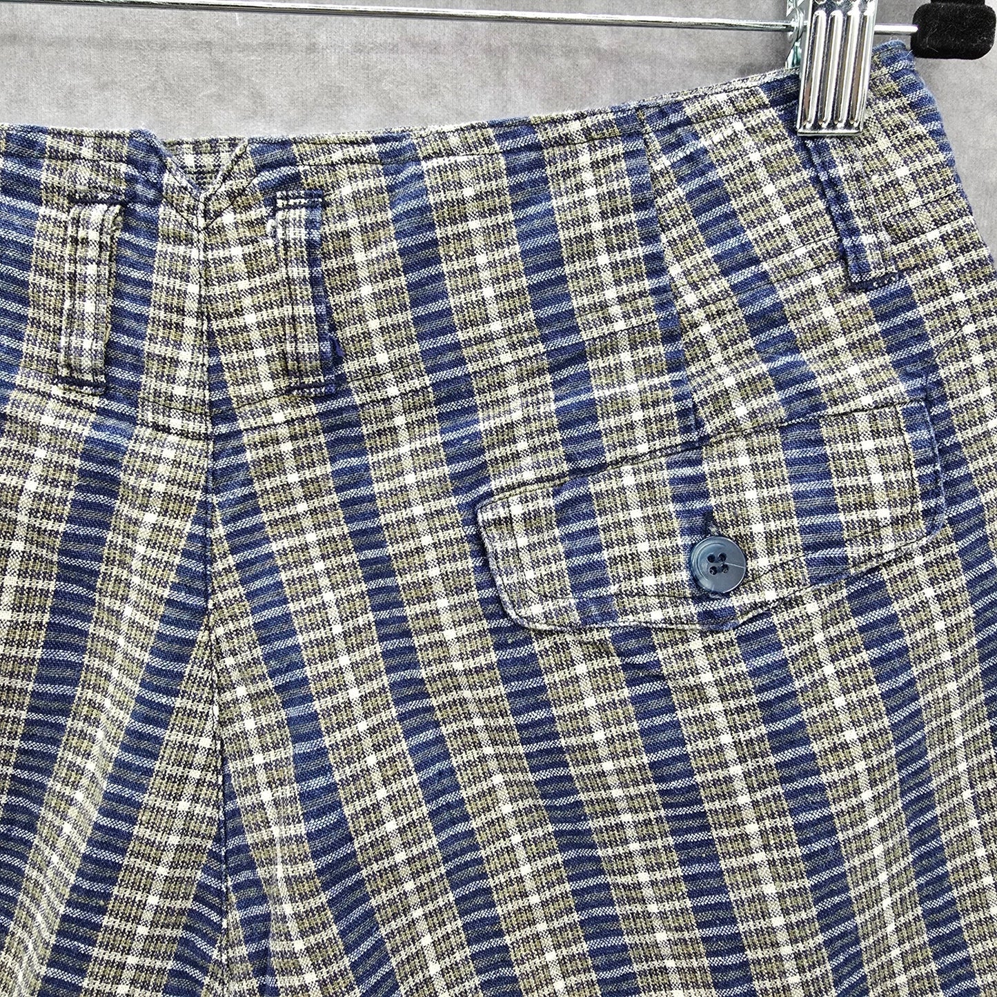 Separate Issue Blue Plaid Stripe Bermuda Pleated Bottoms Pants Shorts Plus 15/16