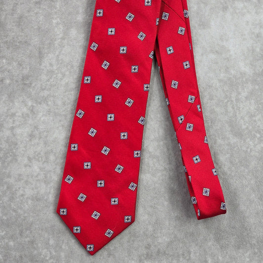 Jos. A. Bank Red Floral Geometric Executive Corporate Silk Neck Tie Men's