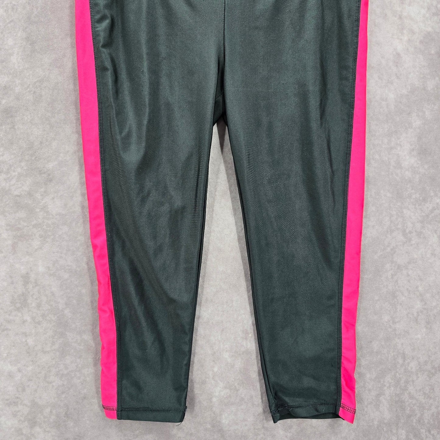 Gray Pink Active Crop Capri Stretch Sports Bottoms Leggings Pants L Large