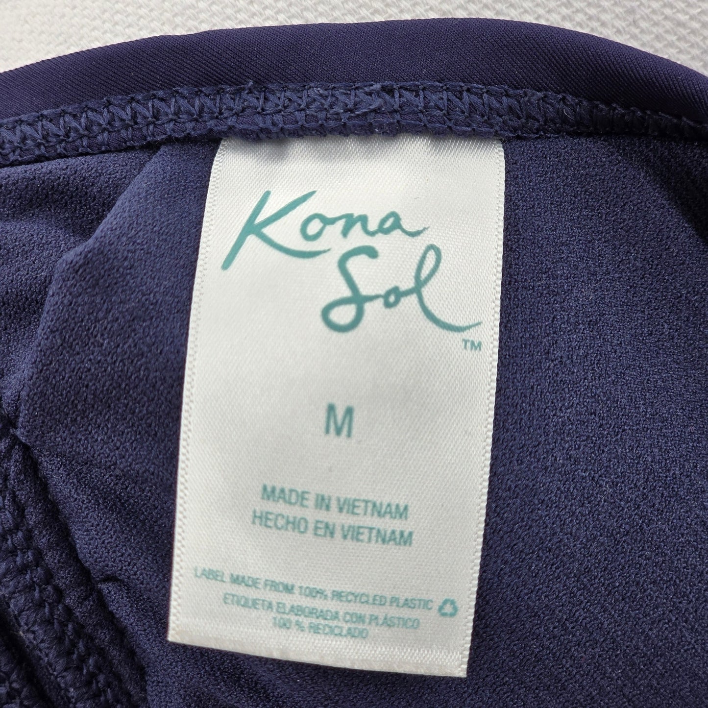 Kona Sol Blue Padded Tie Ruffle Bikini Top Swimwear Medium