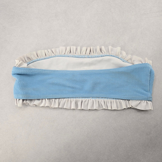 Blue White Ruffle Bandeau Beach Sports Bra Bikini Bralette Swim Top S Small