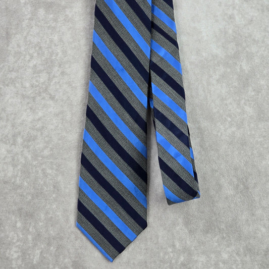 Croft & Barrow Gray Blue Stripe Repp Geometric Silk Viscose Neck Tie Men's
