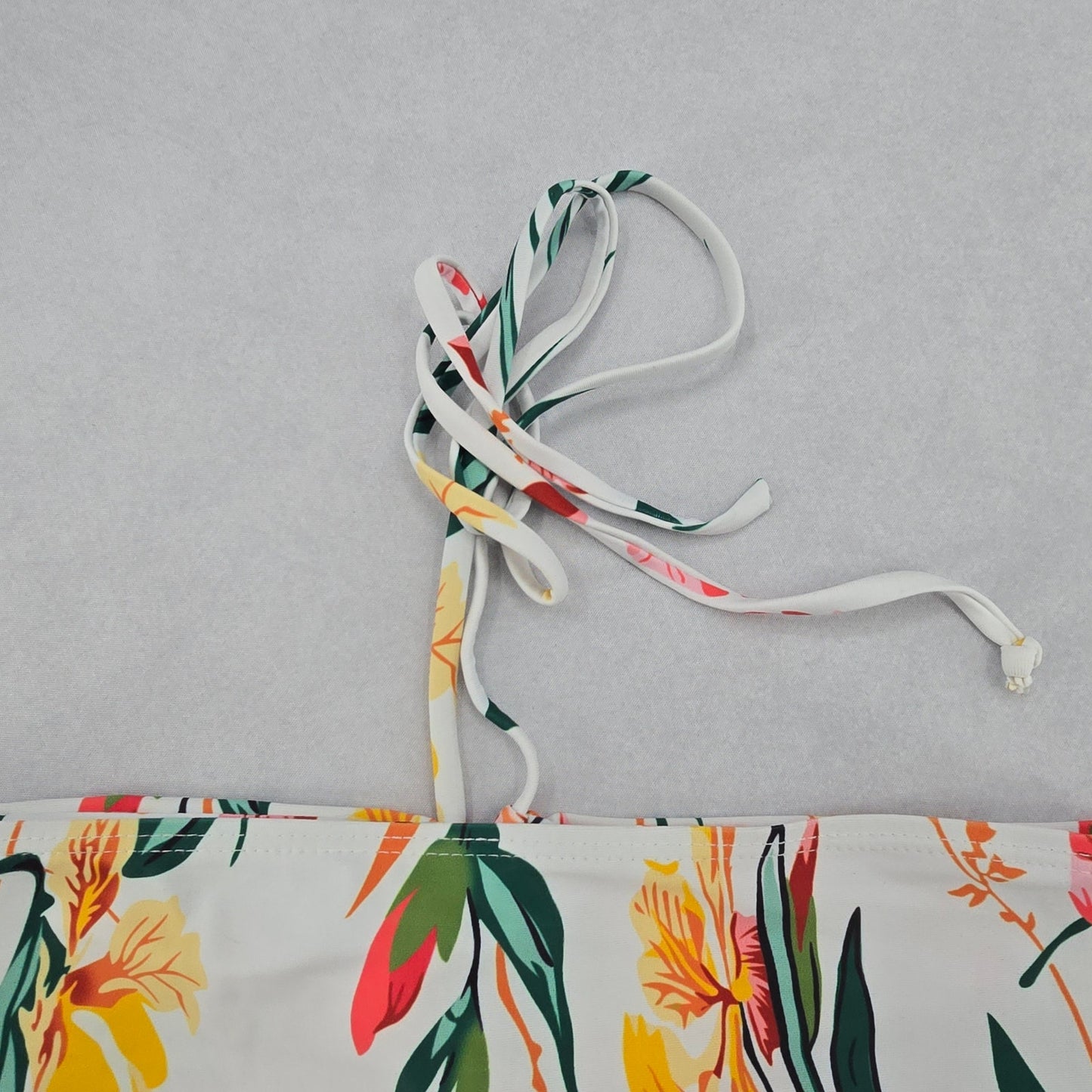 Zaful White Floral Bandeau Beach Bra Bikini Bralette Swim Top M Medium