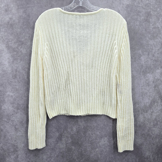 Sonoma Good For Life White Ribbed Zip Cardigan Sweater Large