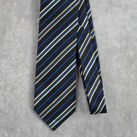 Chereskin Blue Gold Stripe Geometric Repp Executive Neck Tie Men's