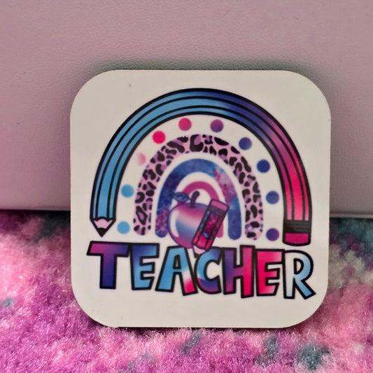 Teacher Blue Pencil Handmade Square Refrigerator Magnet