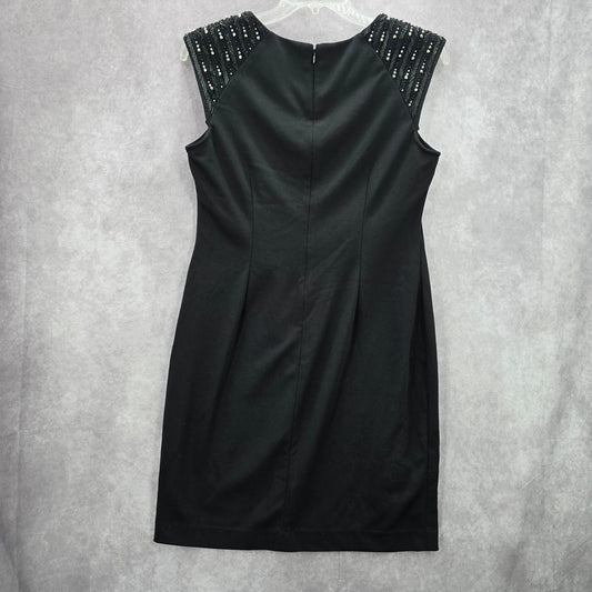 Calvin Klein Black Silver Beaded Knee Length Stretchy Dress Large 12
