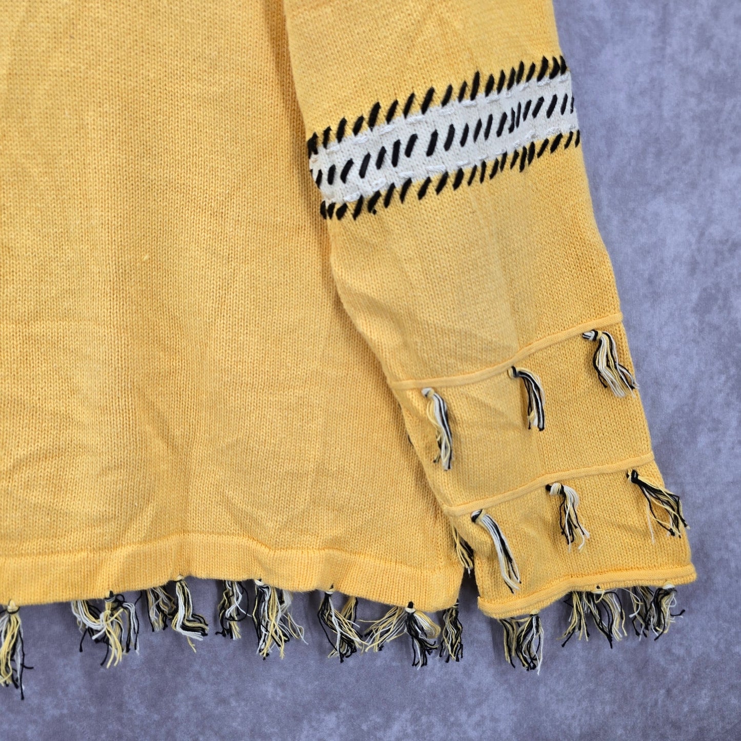 Storybook Knits Yellow Tassel Western Vintage Rhinestone Cotton Coat Jacket 3X