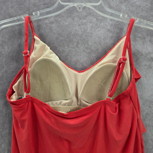 Aqua Green Ruffle Pink Swimwear Padded Tankini Tank Top Medium M