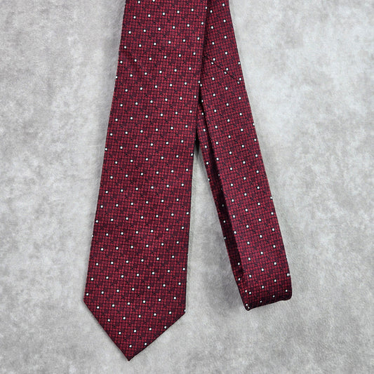 Murano Red Black Gray Polka Dot Geometric Executive Silk Neck Tie Men's