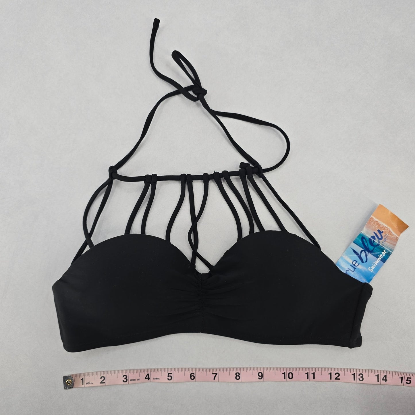 Rue21 Black Strap Padded Halter Swim Sports Bra Beach Bikini Top M Medium