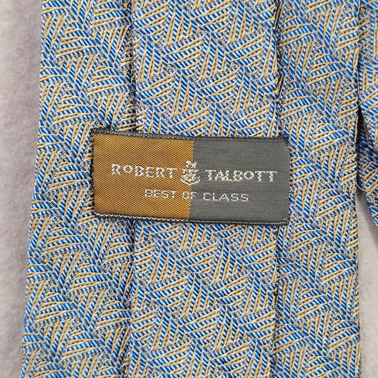 Robert Talbott Blue Orange Weave Geometric Repp Stripe Silk Men's Neck Tie