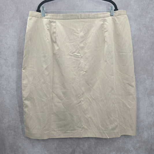 Tan Silver Stripe Knee Length Pencil Zip Slit Stretch Skirt Plus Size 24W