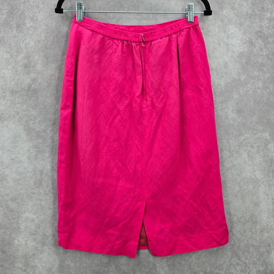 Donna Morgan Pink Pencil Knee Length Linen Boho Vintage Whimsy Skirt M Medium 10