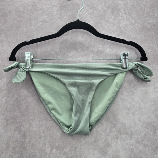 No Boundaries Green Ribbed Side Tie Bikini Bottom Swimwear Small