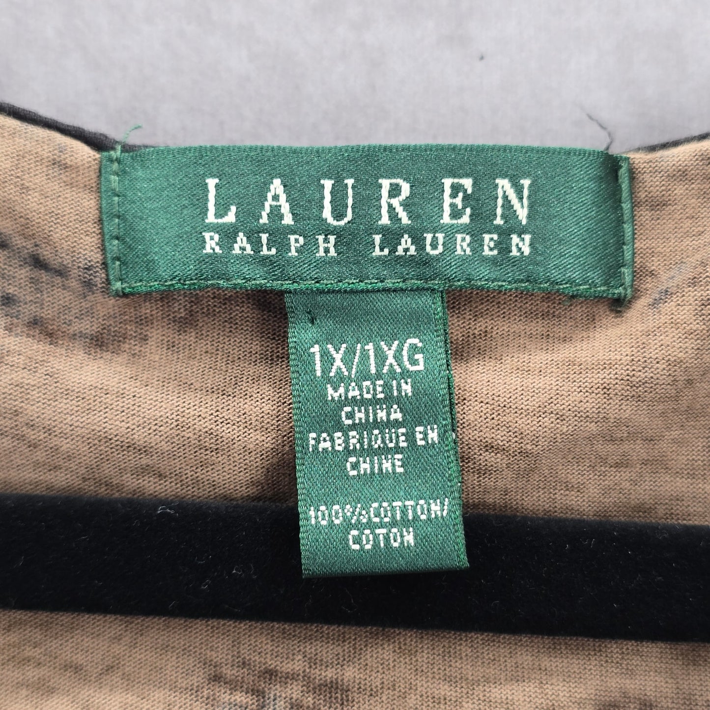 Lauren Ralph Lauren Black Brown Tie Dye Ruffle Blouse Tank Top Plus 1X