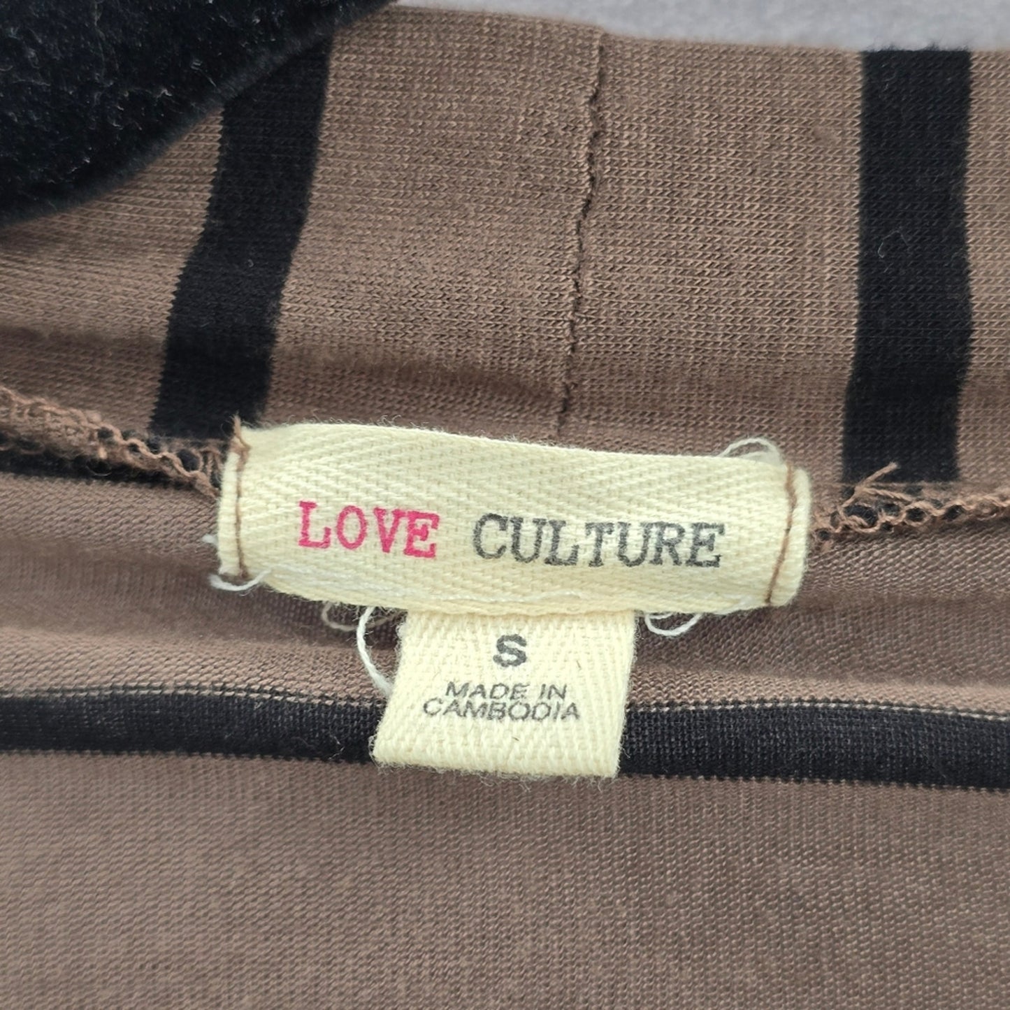 Love Culture Brown Black Stripe Open Cardigan Long Sleeve Sweater Small