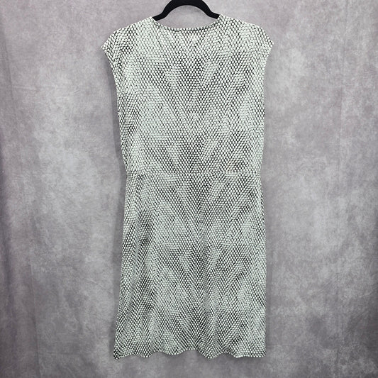 Michael Kors Black White Wrap Midi Knee Length Short Sleeve Dress Large