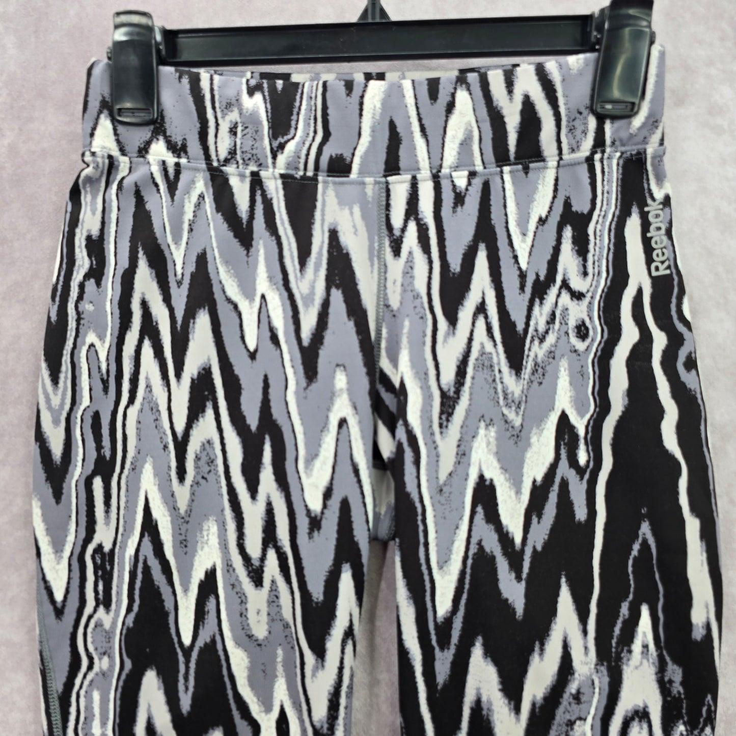 Reebok Black Gray Marble Cropped Active Pant Bottom Legging Small