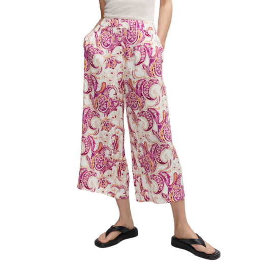 Mango Purple Floral Print Culotte Pants Wide Leg Cropped Bottoms XXL