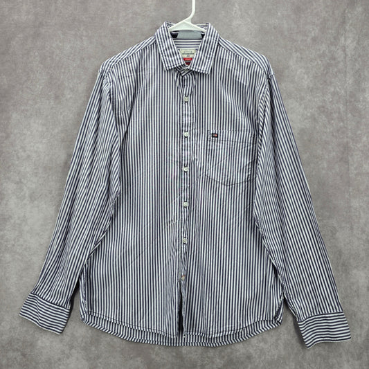 Arrow Purple White Stripes Button Down Long Sleeve Cotton Mens Shirt Medium