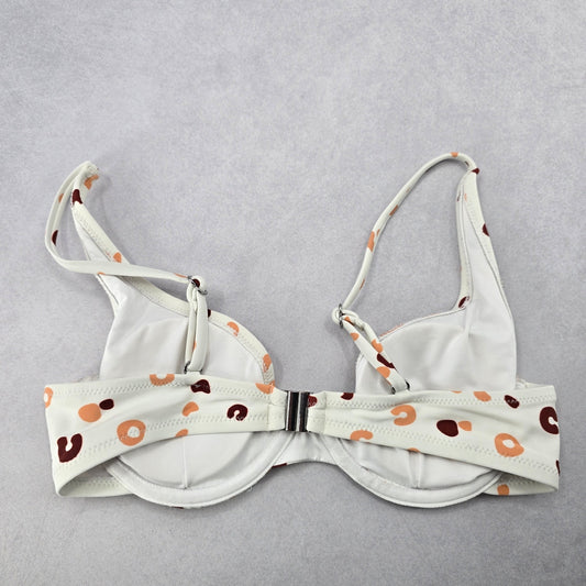 White Print Padded Sports Active Bra Beach Bikini Bralette Swim Top S Small