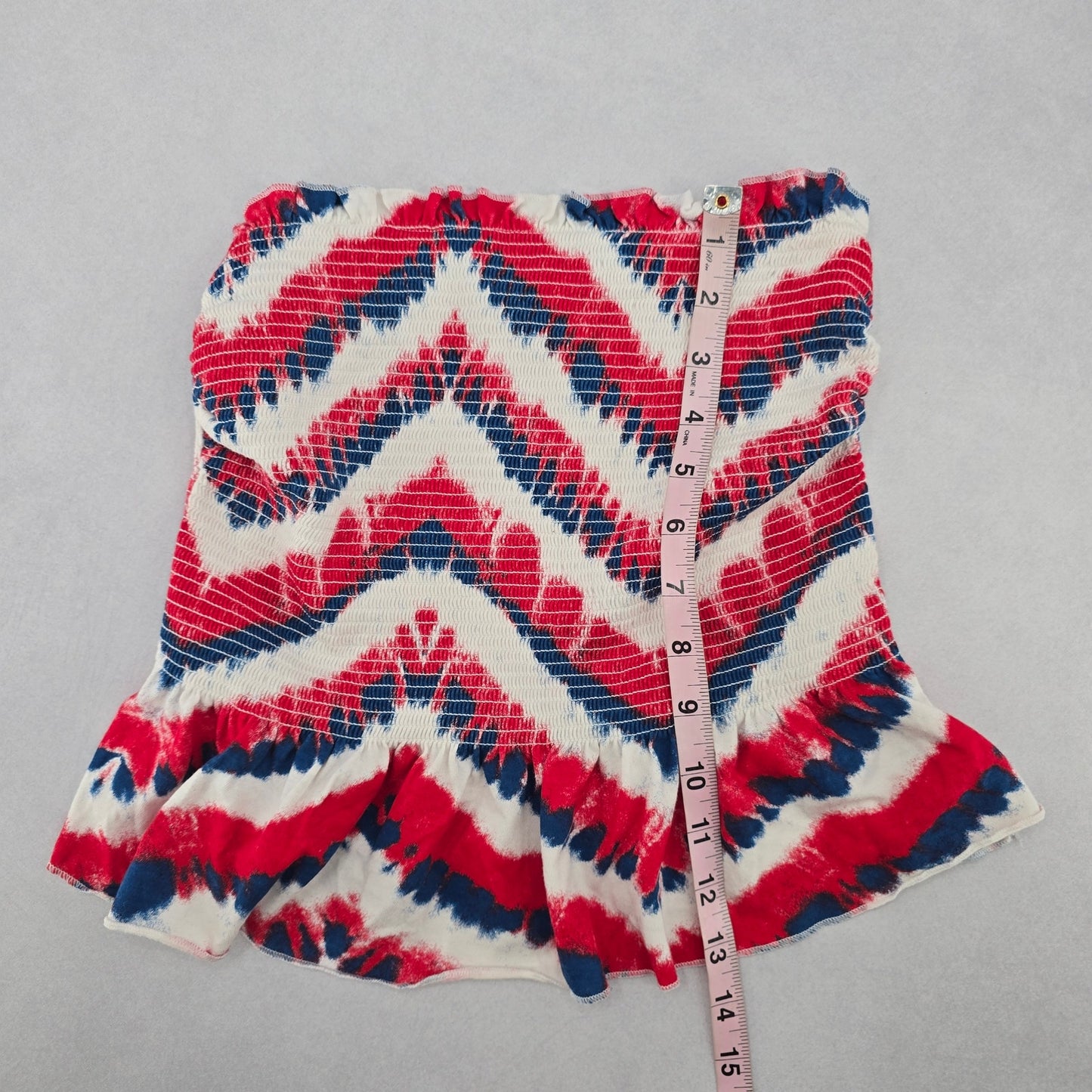 No Boundaries Red Smock Ruffle Tube Swim Sports Bra Beach Bikini Top M Medium