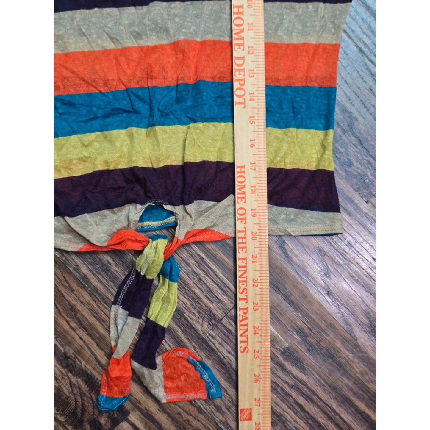 Multicolor Stripes Tie Front Disco Party Summer Top Medium