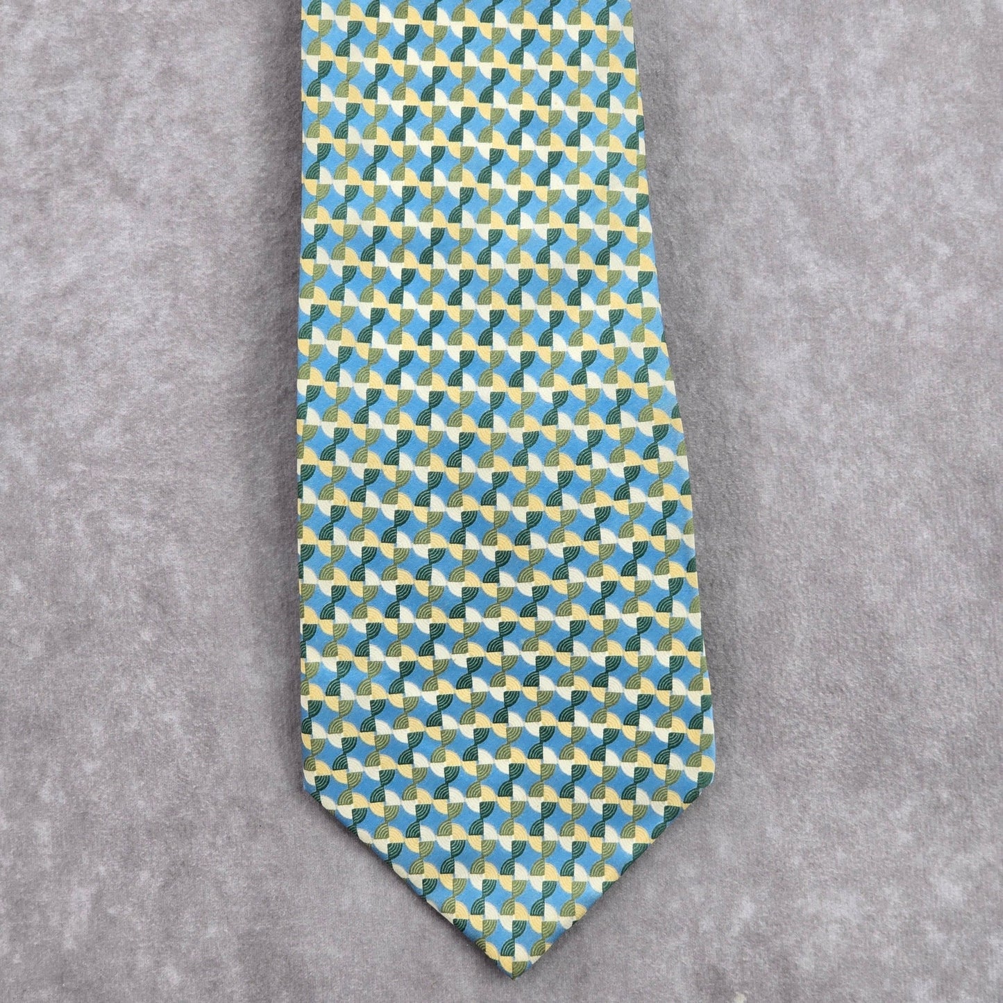 Geoffrey Beene Yellow Geometric Executive Corporate Blue Silk Neck Tie Men's