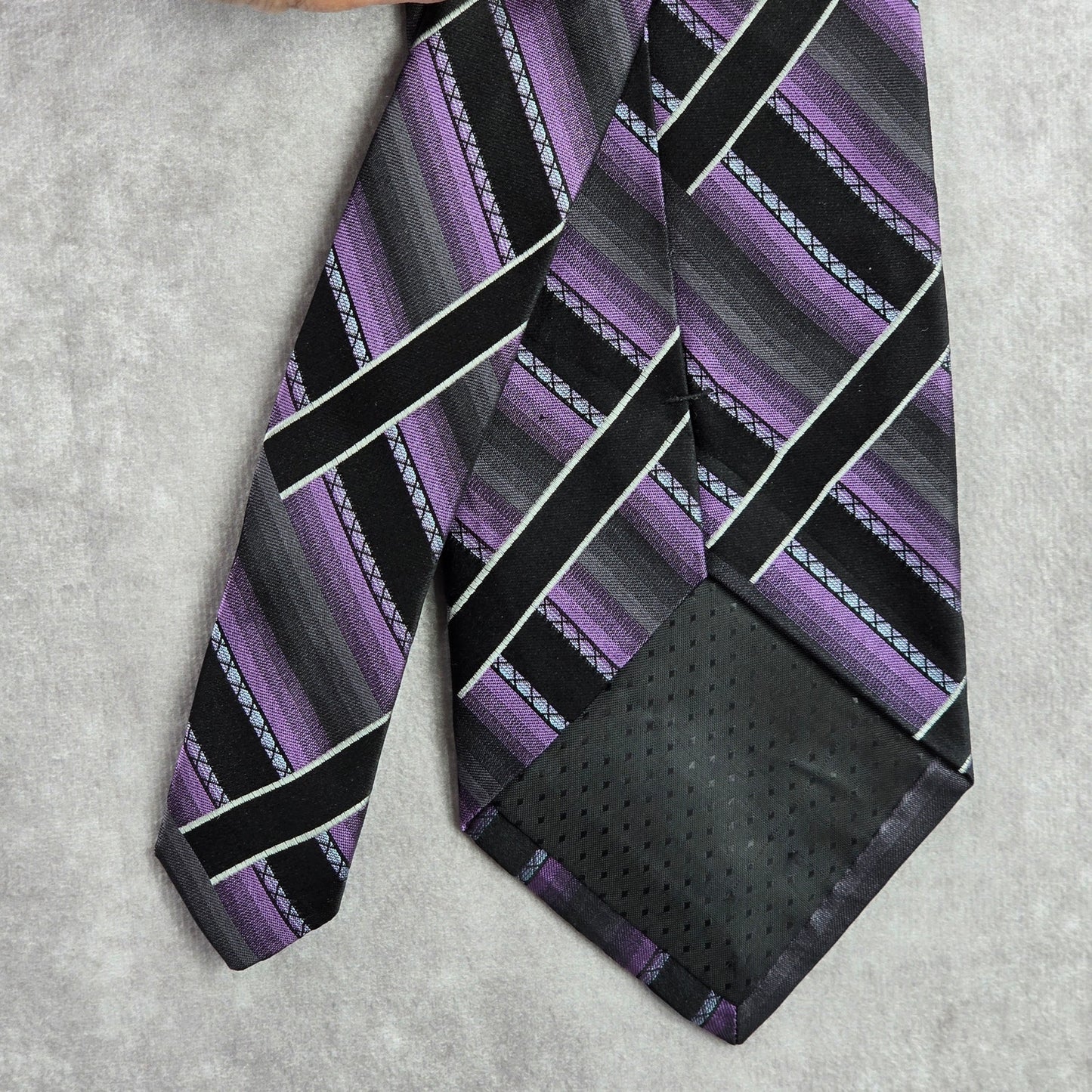 Croft & Barrow Purple Black Plaid Tartan Geometric Silk Men's Neck Tie