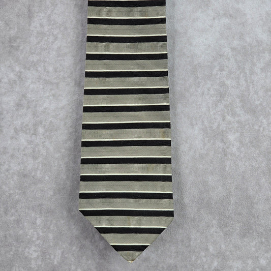 Donna Karan Signature Black Gray Silver Stripe Silk Italy Men's Neck Tie NWOT