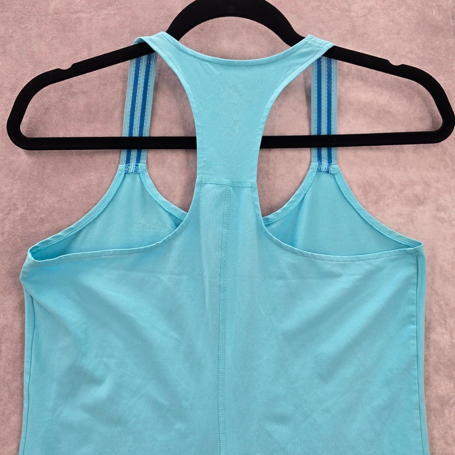 Adidas Blue Racerback Active Stripe Athletic Sports Tank Top Small