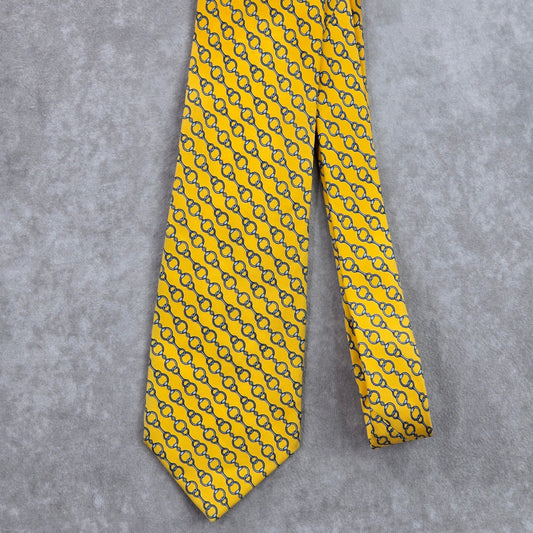 Brooks Brothers Yellow Blue Chain Link Silk Executive Corporate Neck Tie Men's