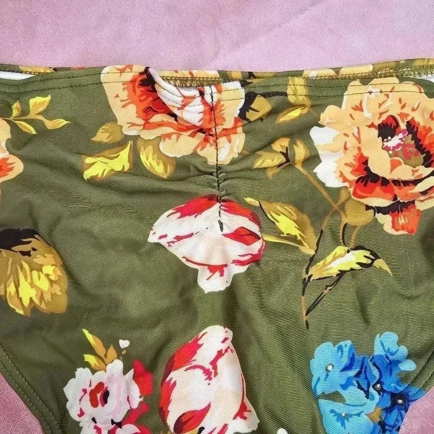 Cupshe Green Floral Bikini Bottom Swimwear Size Large