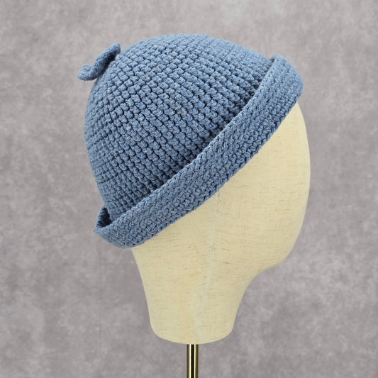 Blue Flower Vintage Y2K Cable Knit Caps Funky Beanie Hat