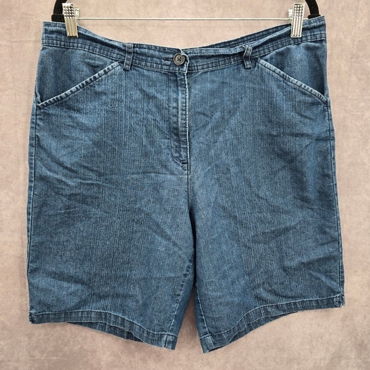 White Stag Blue Cotton Jeans Flat Front Bermuda Bottoms Pants Shorts Plus 14