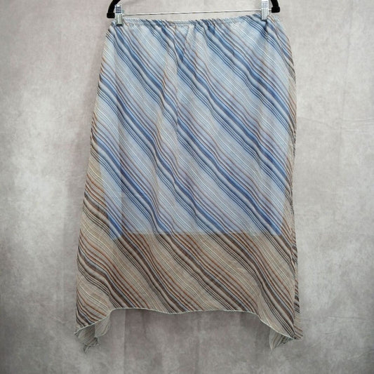 Jarik International Blue Stripe Midi Skirt Plus Size 3XL