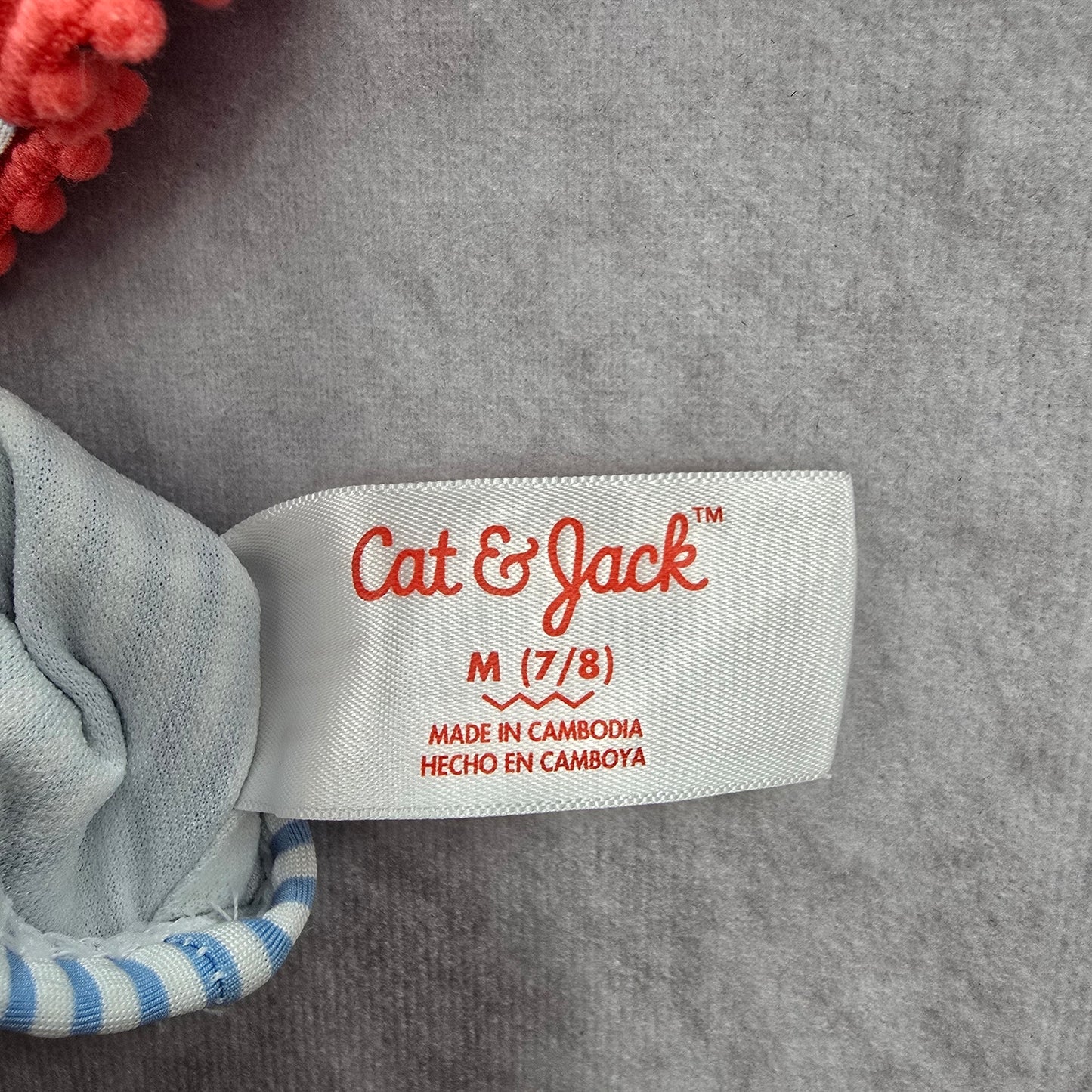 Cat & Jack Blue White Stripe Ruffle Ribbons Sleeveless Bikini Top Girls M 7/8